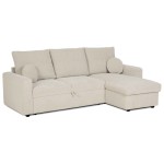 Canapé d'angle réversible convertible JADE 4 places Tissu Sable avec coffre de rangement