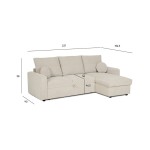 Canapé d'angle réversible convertible JADE 4 places Tissu Sable avec coffre de rangement