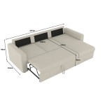 Canapé d'angle réversible convertible JADE 4 places Tissu Sable avec coffre de rangement