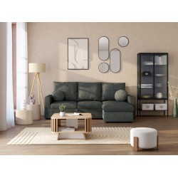 Canapé d'angle réversible convertible JADE 4 places Tissu Anthracite avec coffre de rangement
