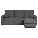 Canapé d'angle réversible convertible JADE 4 places Tissu Anthracite avec coffre de rangement