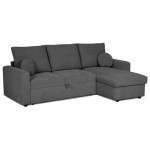 Canapé d'angle réversible convertible JADE 4 places Tissu Anthracite avec coffre de rangement