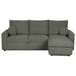 Canapé d'angle réversible convertible JADE 4 places Tissu Vert avec coffre de rangement