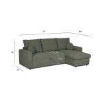 Canapé d'angle réversible convertible JADE 4 places Tissu Vert avec coffre de rangement