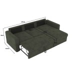Canapé d'angle réversible convertible JADE 4 places Tissu Vert avec coffre de rangement