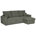 Canapé d'angle réversible convertible JADE 4 places Tissu Vert avec coffre de rangement