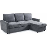 Canapé d'angle réversible convertible LURKEY 3 places Tissu Gris foncé avec coffre de rangement