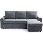 Canapé d'angle réversible convertible LURKEY 3 places Tissu Gris foncé avec coffre de rangement