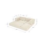 Canapé droit convertible VALENCIA 2 places Velours côtelé Beige
