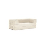 Canapé droit convertible VALENCIA 2 places Velours côtelé Beige
