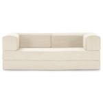 Canapé droit convertible VALENCIA 2 places Velours côtelé Beige