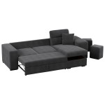 Canapé d'angle réversible convertible KATHY 3 places Tissu Anthracite avec coffre de rangement