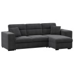 Canapé d'angle réversible convertible KATHY 3 places Tissu Anthracite avec coffre de rangement