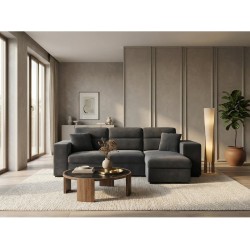 Canape angle droit BOBOCHIC MEGEVE 3 places Velours cotele Ecru