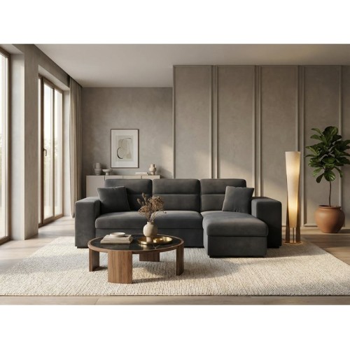 Canape angle droit BOBOCHIC MEGEVE 3 places Velours cotele Ecru