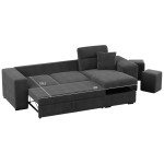 Canapé d'angle réversible convertible KATHY 3 places Tissu Anthracite avec coffre de rangement