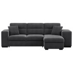 Canapé d'angle réversible convertible KATHY 3 places Tissu Anthracite avec coffre de rangement