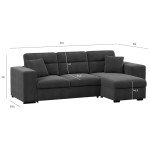 Canapé d'angle réversible convertible KATHY 3 places Tissu Anthracite avec coffre de rangement