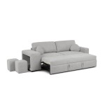 Canapé droit convertible CODY 3 places Tissu Gris clair