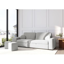 Canapé droit convertible CODY 3 places Tissu Gris clair
