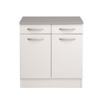 Meuble bas 80 cm 2 portes + 2 tiroirs SPOON coloris blanc