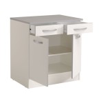 Meuble bas 80 cm 2 portes + 2 tiroirs SPOON coloris blanc