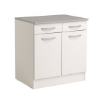 Meuble bas 80 cm 2 portes + 2 tiroirs SPOON coloris blanc