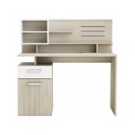Bureau MALICIA 123 cm coloris Blanc/Chêne Shannon