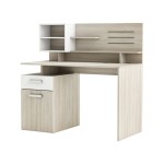 Bureau MALICIA 123 cm coloris Blanc/Chêne Shannon