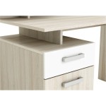Bureau MALICIA 123 cm coloris Blanc/Chêne Shannon