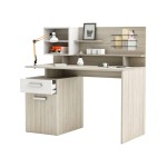 Bureau MALICIA 123 cm coloris Blanc/Chêne Shannon