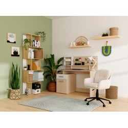 Bureau MALICIA 123 cm coloris Blanc/Chêne Shannon