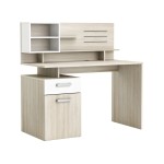 Bureau MALICIA 123 cm coloris Blanc/Chêne Shannon