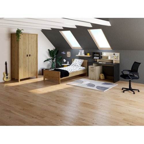 Bureau MALICIA 123 cm coloris Noir/Chêne kronberg