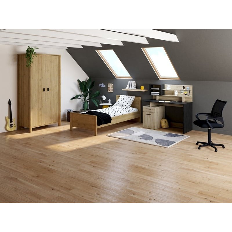 Bureau MALICIA 123 cm coloris Noir/Chêne kronberg