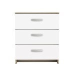 Commode 3 tiroir(s) 0 niche(s) NANO coloris Blanc et chêne shannon largeur 60.5 cm