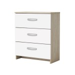 Commode 3 tiroir(s) 0 niche(s) NANO coloris Blanc et chêne shannon largeur 60.5 cm