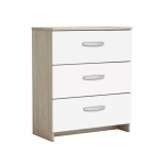 Commode 3 tiroir(s) 0 niche(s) NANO coloris Blanc et chêne shannon largeur 60.5 cm