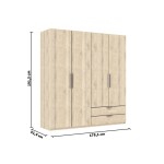 Armoire 4 porte(s) battante 2 tiroir(s) Glory 2 coloris Chêne kronberg largeur 178.1 cm