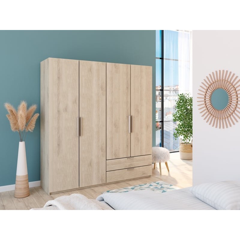 Armoire 4 porte(s) battante 2 tiroir(s) Glory 2 coloris Chêne kronberg largeur 178.1 cm
