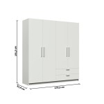 Armoire 4 porte(s) battante 2 tiroir(s) Glory 2 coloris Blanc largeur 178.1 cm