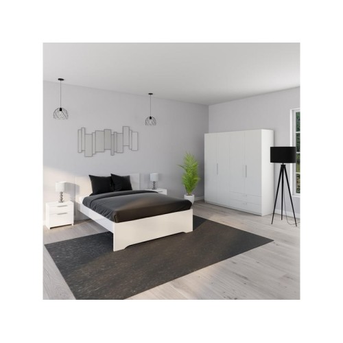 Armoire 4 porte(s) battante 2 tiroir(s) Glory 2 coloris Blanc largeur 178.1 cm
