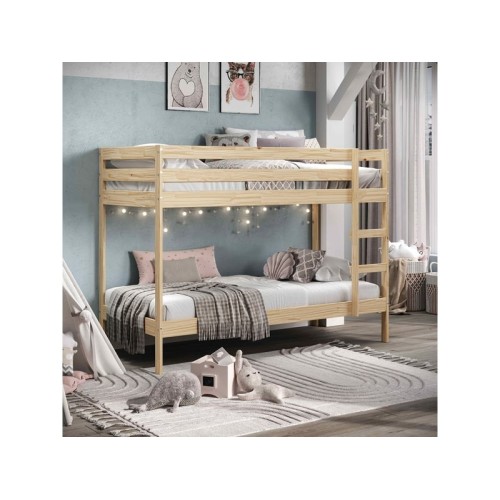 Lit superposé 90x190 cm  BIRDY coloris Bois