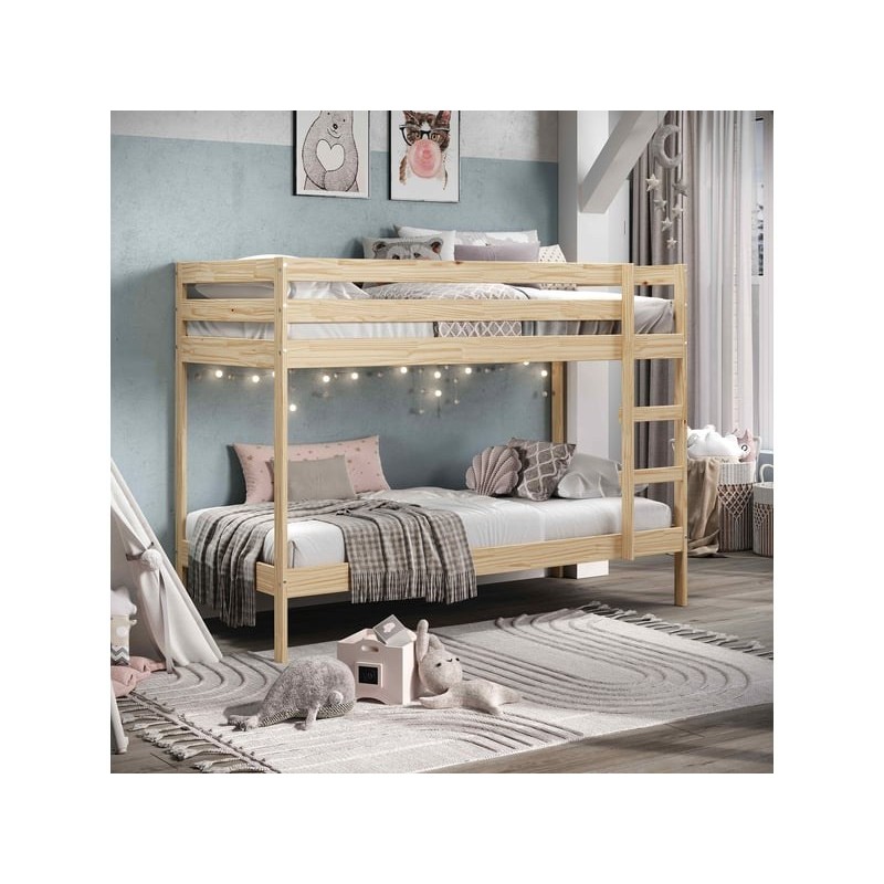 Lit superposé 90x190 cm  BIRDY coloris Bois
