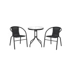 Ensemble table diamètre 60 cm + 2 chaises fauteuils BALCONY