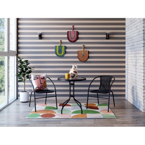 Ensemble table diamètre 60 cm + 2 chaises fauteuils BALCONY