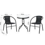 Ensemble table diamètre 60 cm + 2 chaises fauteuils BALCONY