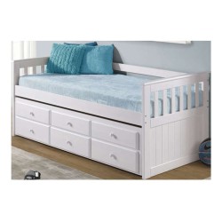Lit gigogne 90x190 cm  CAPTAIN coloris Blanc