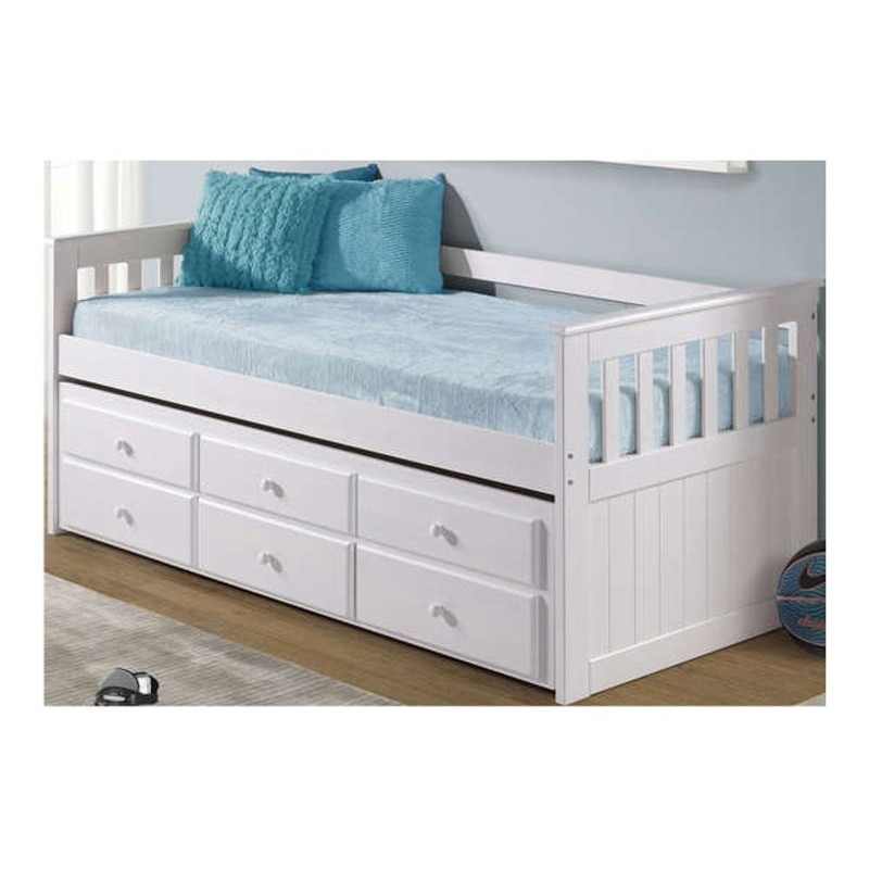 Lit gigogne 90x190 cm  CAPTAIN coloris Blanc