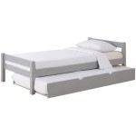 Lit simple 90x190 cm  ANDY coloris Gris
